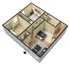 Chic 3D apartment layout showcasing 2 bedrooms, cozy living area, and dining space connected to a modern kitchen.
