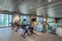 Modern gym with state-of-the-art cycling equipment, large windows for natural light, and a spacious, inviting atmosphere.
