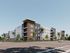 Modern multi-story apartment building with sleek architecture, palm trees, and spacious balconies in a sunny urban setting.