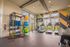 Bright, modern fitness center with large windows, featuring treadmills, colorful exercise balls, and versatile training equipment.