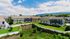 Charming townhouses nestled in a lush green landscape with picturesque mountain views, perfect for serene living.