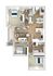 Sophisticated floor plan displaying 3 bedrooms, an open living space, and a contemporary kitchen.