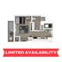 Contemporary floor plan featuring an open living space, elegant kitchen, and private balcony.