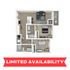 Efficient floor plan with 2 bedrooms, modern kitchen, and cozy living room with balcony.