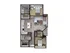 Chic 2D floor plan of a 3-bedroom apartment with a spacious living room and modern kitchen.