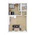 Modern apartment floor plan featuring one bedroom, cozy living area, functional kitchen, and sleek bathroom layout, ideal for comfortable urban living.