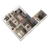 Modern 3D floor plan showcasing a spacious bedroom, stylish open-concept kitchen, cozy living area, and home office space.