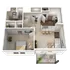 Modern 3D floor plan featuring a cozy bedroom, spacious open-concept living and dining area, stylish kitchen with island seating, and a charming balcony for outdoor relaxation.