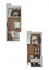 Modern two-story floor plan featuring a spacious bedroom, stylish living area, and an open kitchen with dining space.
