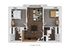 Modern floor plan showcasing 2 spacious bedrooms, cozy living room, elegant dining area, and functional kitchen layout.