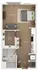 Modern floor plan featuring spacious living area, cozy bedroom, walk-in closet, stylish kitchen, and elegant bath.