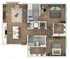 Modern 2-bedroom apartment floor plan with open-concept kitchen, inviting living space, and two luxurious bathrooms, featuring walk-in closets.