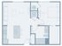 Contemporary floor plan with 1 bedroom, expansive open-concept living and dining area, stylish kitchen, and modern bathroom.