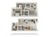 Charming 3D floor plan showcasing a modern two-story layout with 3 bedrooms, cozy living room, and fully equipped kitchen, ideal for stylish living.