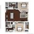 Elegant 2D floor plan with two bedrooms, modern kitchen, and inviting living area with ample natural light.