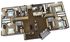 Modern 3D floor plan showcasing three bedrooms, two bathrooms, open kitchen with island seating, and a cozy living area.