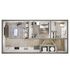 Modern 2D floor plan featuring a cozy bedroom, sleek kitchen, inviting living area, and a stylish bathroom layout.