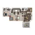 Chic floor plan showcasing 2 bedrooms, modern kitchen, spacious living area, and cozy patio.