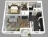 Modern floor plan showcasing a spacious 1-bedroom apartment with an open-concept living room and kitchen, elegant dining area, and private balcony.