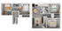 Modern duplex floor plan featuring two levels, three bedrooms, an open-concept living room, and a stylish kitchen. Enjoy spacious living with integrated dining areas and cozy bedrooms, ideal for contemporary living.
