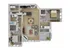Modern 3D floor plan showcasing 2 spacious bedrooms, an elegant open-concept kitchen with island seating, a welcoming living area, and two luxurious bathrooms.