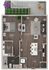Chic 1-bedroom apartment floor plan with spacious living room, modern kitchen, walk-in closet, and outdoor patio surrounded by greenery.