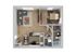 Modern 1-bedroom apartment floor plan featuring an open-concept living and dining area, sleek kitchen, cozy bedroom, and stylish bathroom.