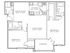Elegant 2D floor plan illustrating 2 spacious bedrooms, modern kitchen, inviting living room, and a sunroom perfect for relaxation.