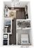 Modern 1-bedroom apartment floor plan with spacious living area, contemporary kitchen, and elegant bathroom, featuring ample closet space and in-unit laundry.