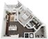 Chic one-bedroom apartment floor plan with open-concept living area, modern kitchen, spacious bathroom, and private balcony.