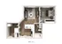 Modern 3D floor plan for Unit 1C.1 featuring a cozy bedroom, integrated living-dining area, stylish kitchen, and compact bathroom.