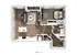 Modern 3D floor plan featuring a cozy one-bedroom layout with an open-concept living and kitchen area, stylish bathroom, and ample natural light.