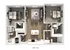 Chic 2D floor plan showcasing 2 spacious bedrooms, elegant open-concept living room, and modern kitchen with island seating in Unit 2.A2.