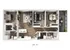 Modern floor plan for Unit 3A featuring 3 bedrooms, a spacious open-concept living area, sleek kitchen with an island, and an inviting balcony.