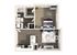 Chic 3D floor plan with a modern open-concept living area, spacious bedroom, and stylish kitchen. Features include a sleek bathroom and cozy living space, ideal for contemporary urban living.
