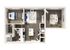 Elegant 3D floor plan showcasing a modern one-bedroom apartment with open-concept living and dining area, efficient kitchen, and stylish bathroom.