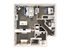 Modern 2D floor plan featuring two cozy bedrooms, a spacious open-concept living area, and a functional kitchen, ideal for stylish urban living.