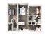 Modern 2D floor plan showcasing 2 bedrooms, open living space, sleek kitchen with island, and stylish bathrooms. Perfect for contemporary living.
