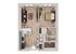Chic 2D floor plan showcasing 1 bedroom, an inviting open-concept living area, modern kitchen, and ample storage space.