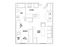 Modern floor plan showcasing a cozy single-bedroom apartment with bunk bed, sleek kitchen, spacious living room, and convenient laundry area.