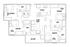 Elegant floor plan featuring 4 bedrooms, 3 baths, a modern kitchen, and a spacious living room with a balcony.