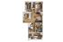 Modern floor plan featuring three chic bedrooms, open living space, contemporary kitchen, and two sleek bathrooms, exuding comfort and style.