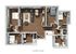 Modern apartment floor plan showcasing 3 elegant bedrooms, a spacious living room, and a sleek kitchen with an open dining area.