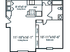 Chic floor plan for 'The Foxfire' featuring 1 bedroom, 1 bath, a cozy dining area, and a spacious living room, covering 685 sq ft.