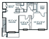 The Ashbrook floor plan featuring a spacious 2-bedroom, 1-bath layout with open-plan living room and dining area, complete with modern kitchen and walk-in closet, 1051-1112 sq ft.