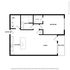 Modern 2D floor plan featuring 1 bedroom, open kitchen, spacious living area, and private balcony.