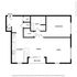 Contemporary floor plan showcasing a single bedroom, a stylish kitchen, and an expansive living-dining area leading to a private balcony.