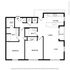 Modern floor plan featuring 2 bedrooms, 2 baths, spacious kitchen, dining area, and cozy balcony.