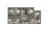 Contemporary 3-bedroom floor plan with an open living area, stylish kitchen, and two modern bathrooms, designed for spacious comfort.