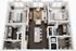 Charming 3D floor plan showcasing a cozy two-bedroom apartment with two bathrooms, an inviting living room, and a modern kitchen with an island, ideal for comfortable living.